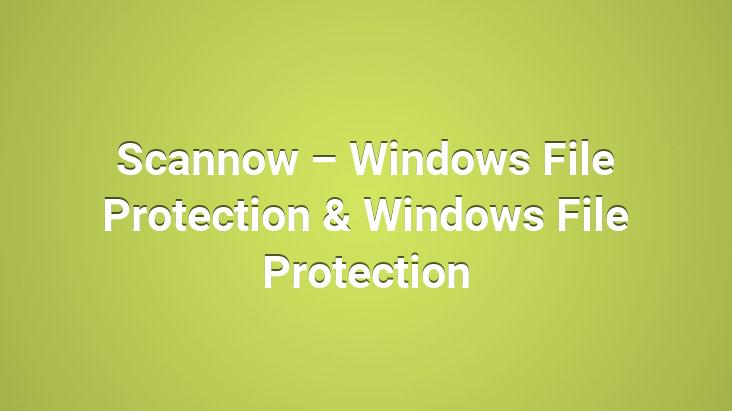 Scannow – Windows File Protection & Windows File Protection