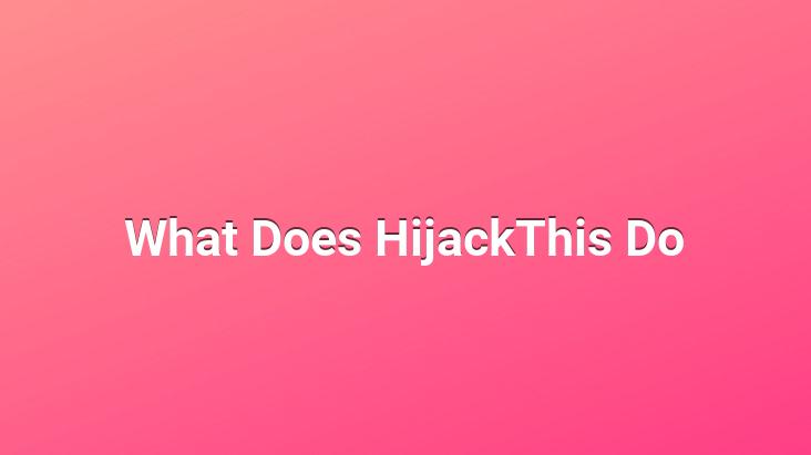 What Does HijackThis Do