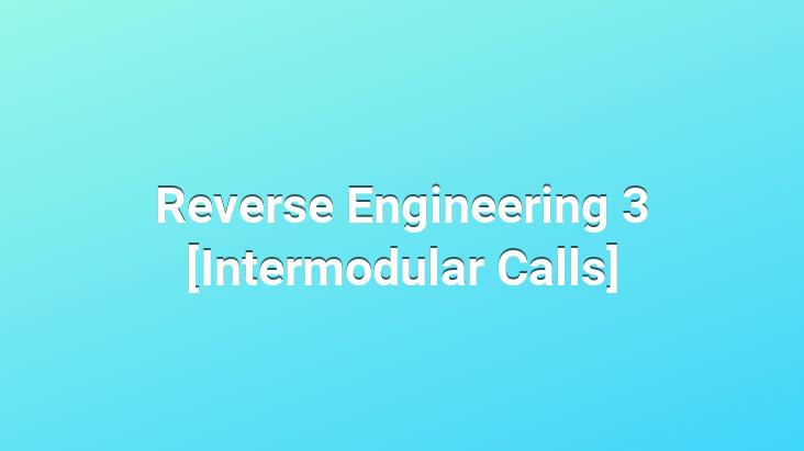 Reverse Engineering 3 [Intermodular Calls]